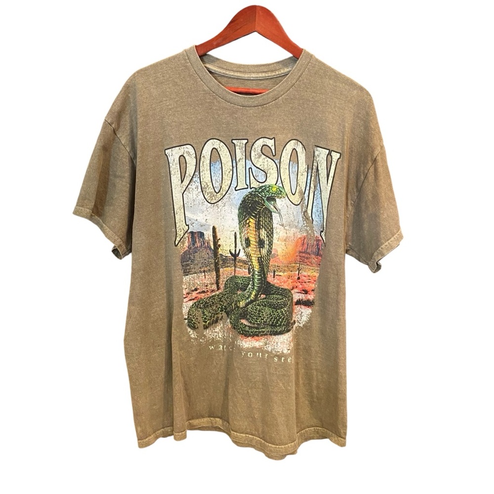 Poison Snake Graphic Watch Your Step Green‎ Graphic T-Shirt Men’s Large